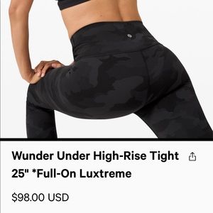 Lululemon Wunder Under HR tight Luxtreme- size 6